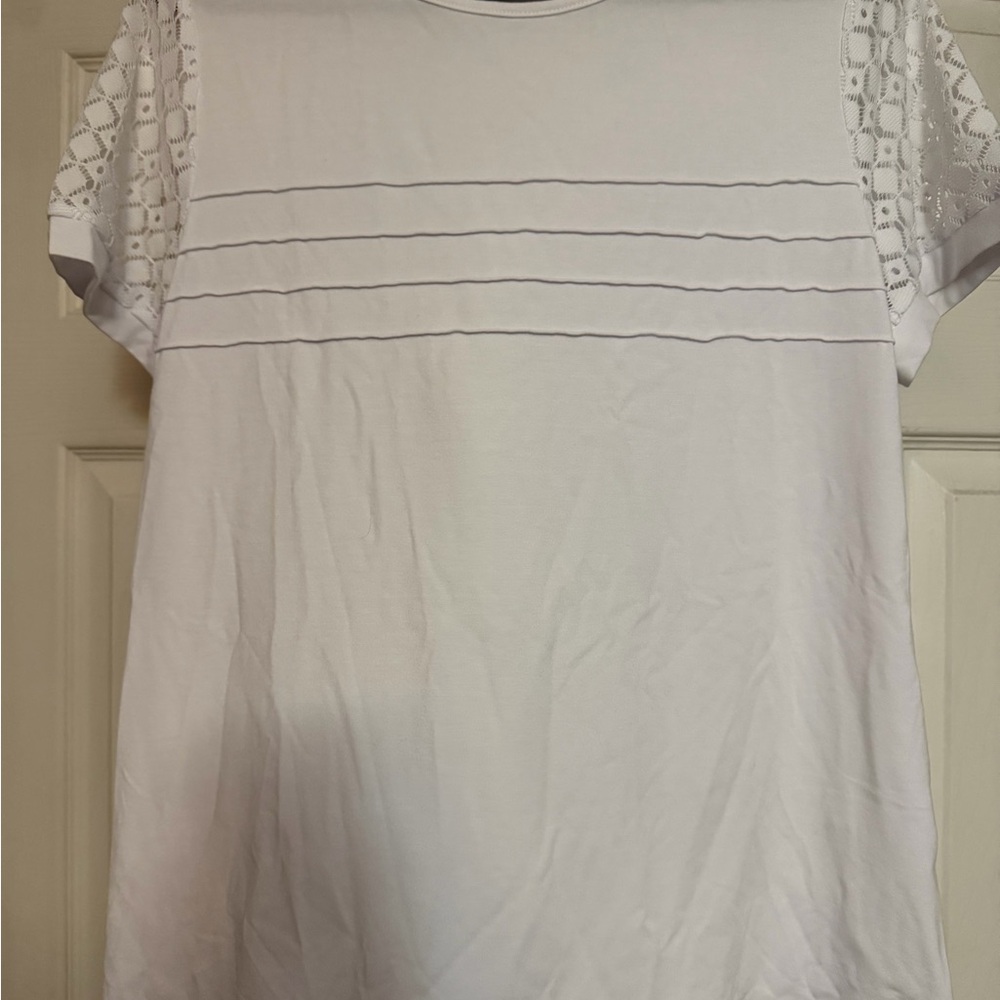 White Lace Sleeve Women's Top